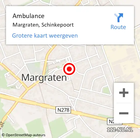 Locatie op kaart van de 112 melding: Ambulance Margraten, Schinkepoort op 28 augustus 2014 10:13