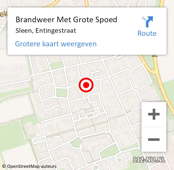 Locatie op kaart van de 112 melding: Brandweer Met Grote Spoed Naar Sleen, Entingestraat op 9 juni 2023 04:47