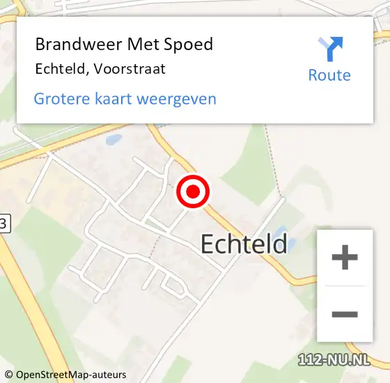 Locatie op kaart van de 112 melding: Brandweer Met Spoed Naar Echteld, Voorstraat op 9 juni 2023 06:22