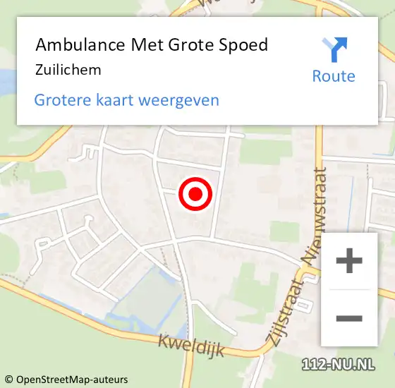 Locatie op kaart van de 112 melding: Ambulance Met Grote Spoed Naar Zuilichem op 9 juni 2023 07:04