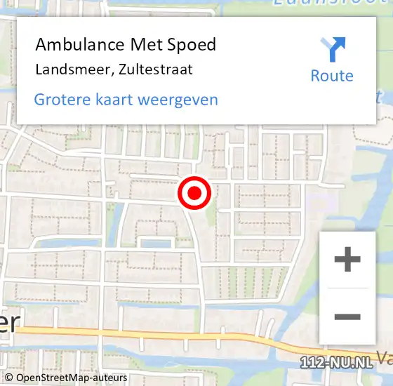 Locatie op kaart van de 112 melding: Ambulance Met Spoed Naar Landsmeer, Zultestraat op 9 juni 2023 07:22