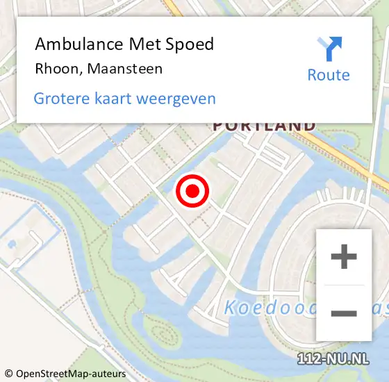 Locatie op kaart van de 112 melding: Ambulance Met Spoed Naar Rhoon, Maansteen op 9 juni 2023 07:27