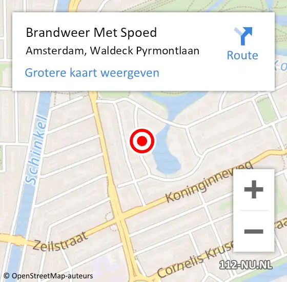 Locatie op kaart van de 112 melding: Brandweer Met Spoed Naar Amsterdam, Waldeck Pyrmontlaan op 9 juni 2023 07:41