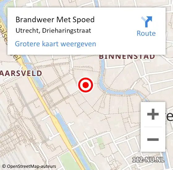 Locatie op kaart van de 112 melding: Brandweer Met Spoed Naar Utrecht, Drieharingstraat op 9 juni 2023 07:45