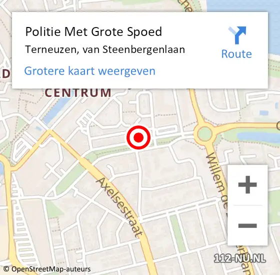 Locatie op kaart van de 112 melding: Politie Met Grote Spoed Naar Terneuzen, van Steenbergenlaan op 9 juni 2023 07:45