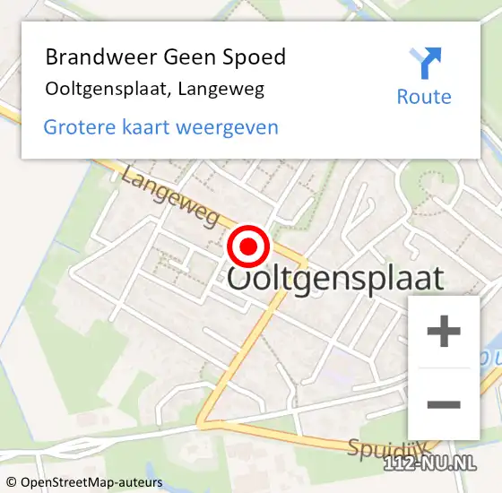 Locatie op kaart van de 112 melding: Brandweer Geen Spoed Naar Ooltgensplaat, Langeweg op 9 juni 2023 07:46