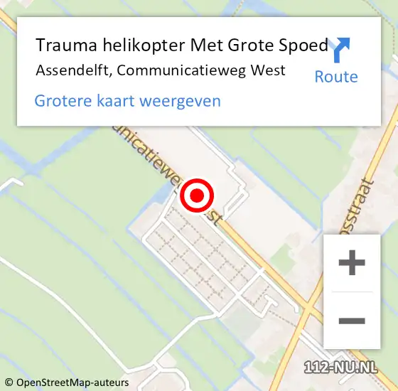 Locatie op kaart van de 112 melding: Trauma helikopter Met Grote Spoed Naar Assendelft, Communicatieweg West op 9 juni 2023 07:55