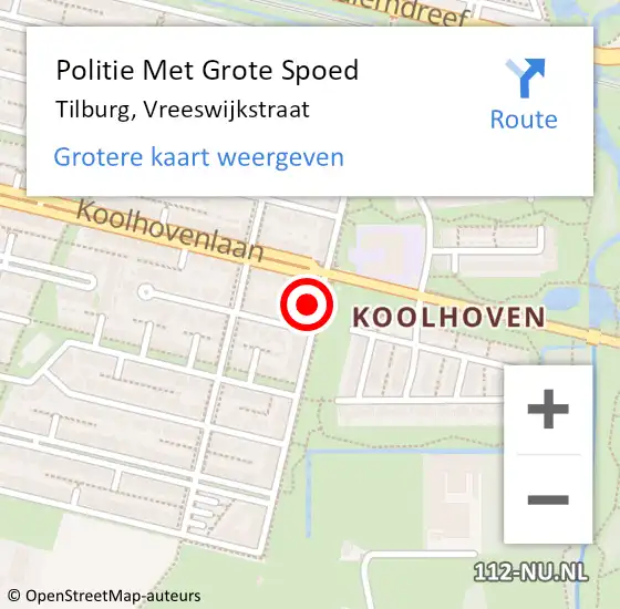 Locatie op kaart van de 112 melding: Politie Met Grote Spoed Naar Tilburg, Vreeswijkstraat op 9 juni 2023 08:14