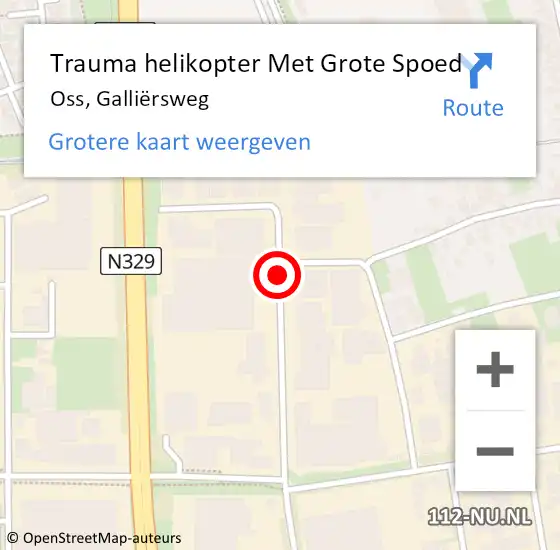 Locatie op kaart van de 112 melding: Trauma helikopter Met Grote Spoed Naar Oss, Galliërsweg op 9 juni 2023 08:17