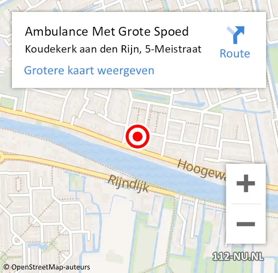 Locatie op kaart van de 112 melding: Ambulance Met Grote Spoed Naar Koudekerk aan den Rijn, 5-Meistraat op 9 juni 2023 08:35