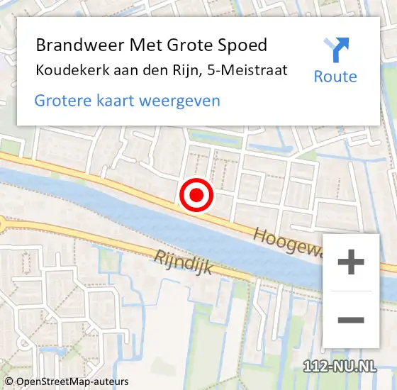 Locatie op kaart van de 112 melding: Brandweer Met Grote Spoed Naar Koudekerk aan den Rijn, 5-Meistraat op 9 juni 2023 08:51