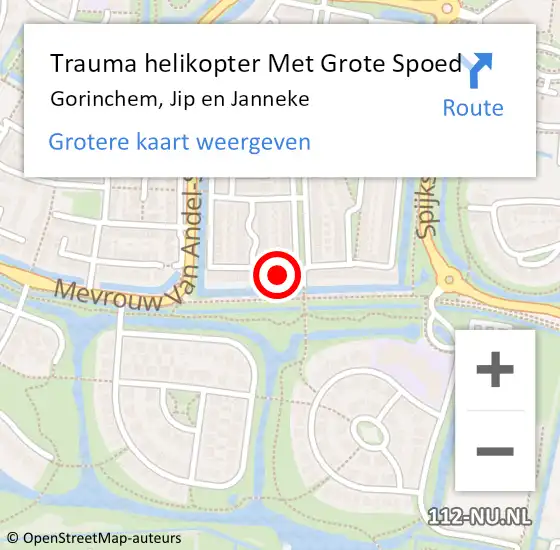 Locatie op kaart van de 112 melding: Trauma helikopter Met Grote Spoed Naar Gorinchem, Jip en Janneke op 9 juni 2023 09:09