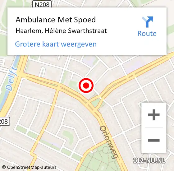 Locatie op kaart van de 112 melding: Ambulance Met Spoed Naar Haarlem, Hélène Swarthstraat op 9 juni 2023 09:18