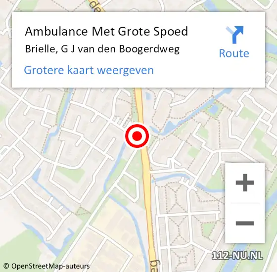 Locatie op kaart van de 112 melding: Ambulance Met Grote Spoed Naar Brielle, G J van den Boogerdweg op 9 juni 2023 09:26