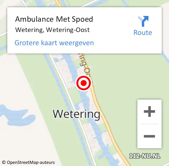 Locatie op kaart van de 112 melding: Ambulance Met Spoed Naar Wetering, Wetering-Oost op 9 juni 2023 09:31