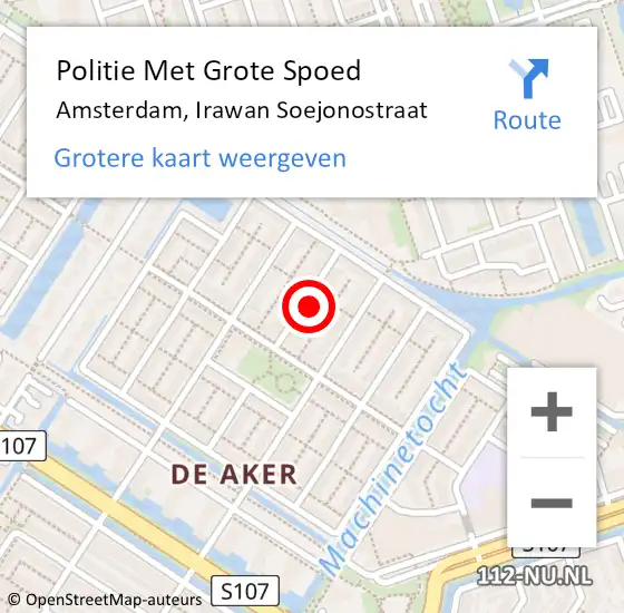 Locatie op kaart van de 112 melding: Politie Met Grote Spoed Naar Amsterdam, Irawan Soejonostraat op 9 juni 2023 09:39