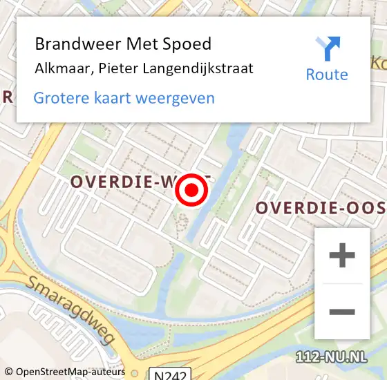 Locatie op kaart van de 112 melding: Brandweer Met Spoed Naar Alkmaar, Pieter Langendijkstraat op 9 juni 2023 09:41