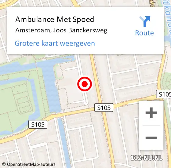 Locatie op kaart van de 112 melding: Ambulance Met Spoed Naar Amsterdam, Joos Banckersweg op 9 juni 2023 09:43