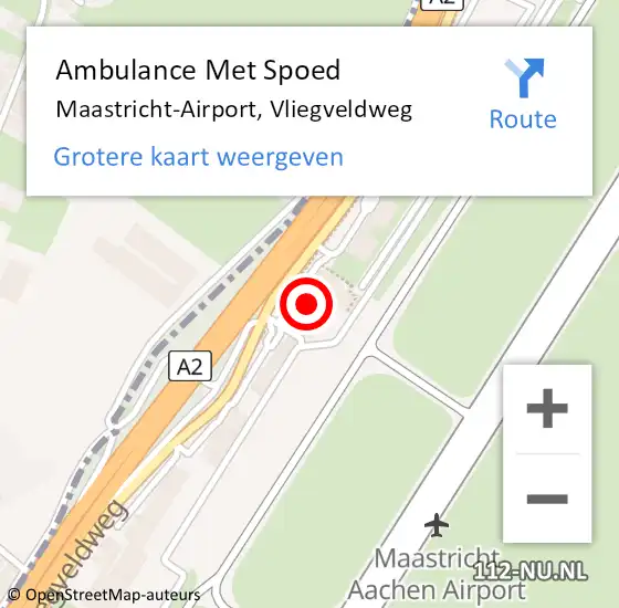 Locatie op kaart van de 112 melding: Ambulance Met Spoed Naar Maastricht-Airport, Vliegveldweg op 9 juni 2023 09:49