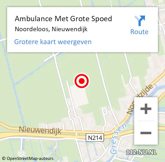 Locatie op kaart van de 112 melding: Ambulance Met Grote Spoed Naar Noordeloos, Nieuwendijk op 9 juni 2023 10:00