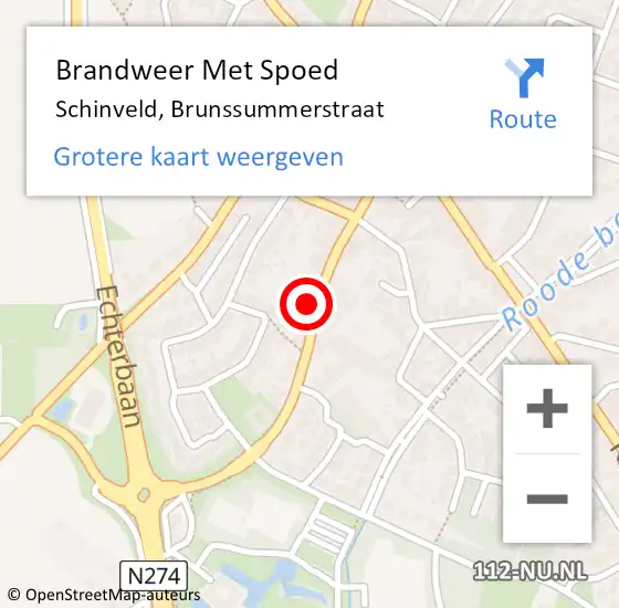 Locatie op kaart van de 112 melding: Brandweer Met Spoed Naar Schinveld, Brunssummerstraat op 9 juni 2023 10:01