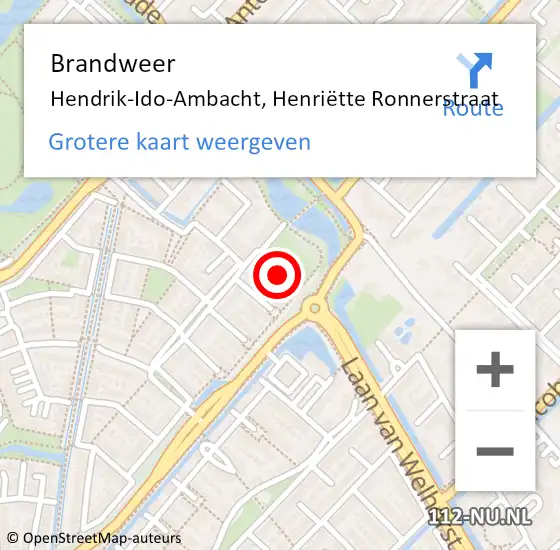 Locatie op kaart van de 112 melding: Brandweer Hendrik-Ido-Ambacht, Henriëtte Ronnerstraat op 9 juni 2023 10:04