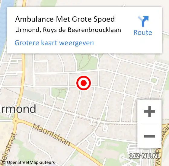 Locatie op kaart van de 112 melding: Ambulance Met Grote Spoed Naar Urmond, Ruys de Beerenbroucklaan op 9 juni 2023 10:13