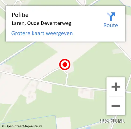 Locatie op kaart van de 112 melding: Politie Laren, Oude Deventerweg op 9 juni 2023 10:14