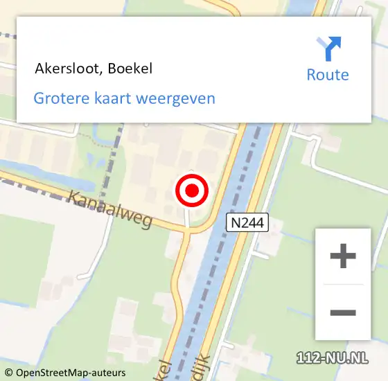 Locatie op kaart van de 112 melding:  Akersloot, Boekel op 9 juni 2023 10:21