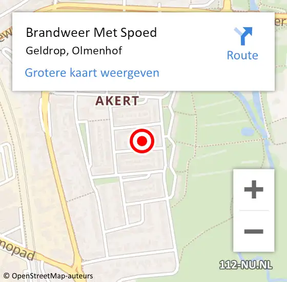 Locatie op kaart van de 112 melding: Brandweer Met Spoed Naar Geldrop, Olmenhof op 9 juni 2023 10:34