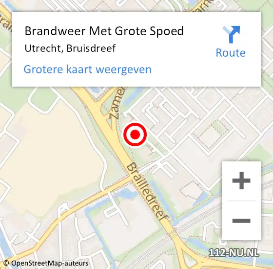 Locatie op kaart van de 112 melding: Brandweer Met Grote Spoed Naar Utrecht, Bruisdreef op 9 juni 2023 10:45