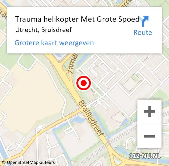 Locatie op kaart van de 112 melding: Trauma helikopter Met Grote Spoed Naar Utrecht, Bruisdreef op 9 juni 2023 10:45