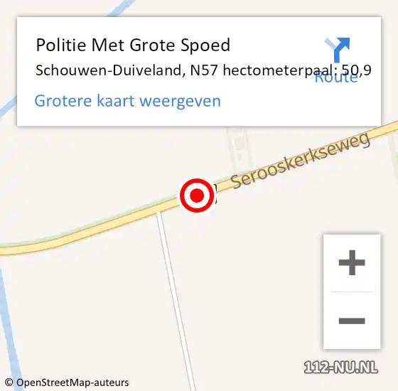 Locatie op kaart van de 112 melding: Politie Met Grote Spoed Naar Schouwen-Duiveland, N57 hectometerpaal: 50,9 op 9 juni 2023 10:47