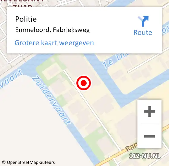 Locatie op kaart van de 112 melding: Politie Emmeloord, Fabrieksweg op 9 juni 2023 10:57