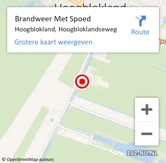 Locatie op kaart van de 112 melding: Brandweer Met Spoed Naar Hoogblokland, Hoogbloklandseweg op 9 juni 2023 11:08