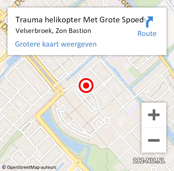 Locatie op kaart van de 112 melding: Trauma helikopter Met Grote Spoed Naar Velserbroek, Zon Bastion op 9 juni 2023 11:12