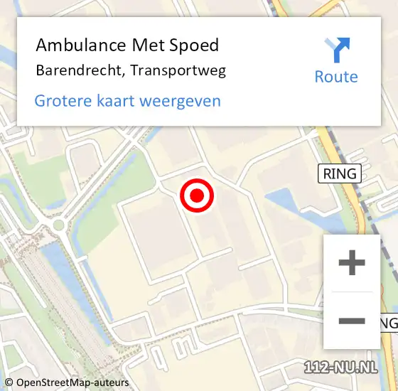 Locatie op kaart van de 112 melding: Ambulance Met Spoed Naar Barendrecht, Transportweg op 9 juni 2023 11:17