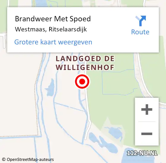 Locatie op kaart van de 112 melding: Brandweer Met Spoed Naar Westmaas, Ritselaarsdijk op 9 juni 2023 11:37