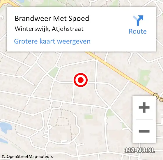 Locatie op kaart van de 112 melding: Brandweer Met Spoed Naar Winterswijk, Atjehstraat op 9 juni 2023 11:40