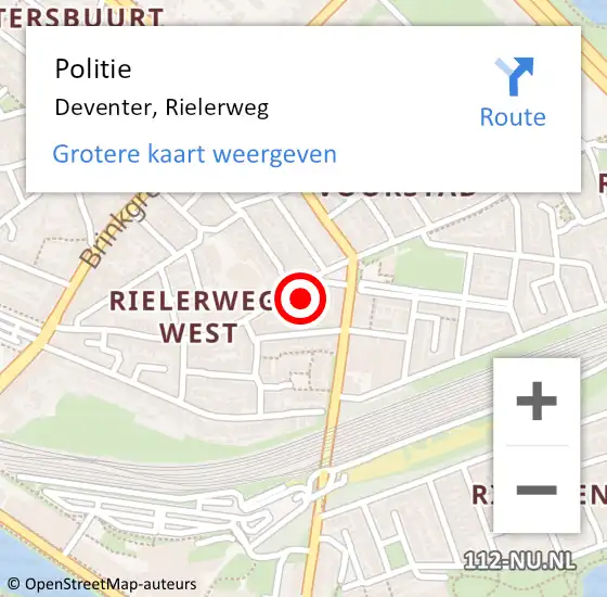 Locatie op kaart van de 112 melding: Politie Deventer, Rielerweg op 9 juni 2023 11:59