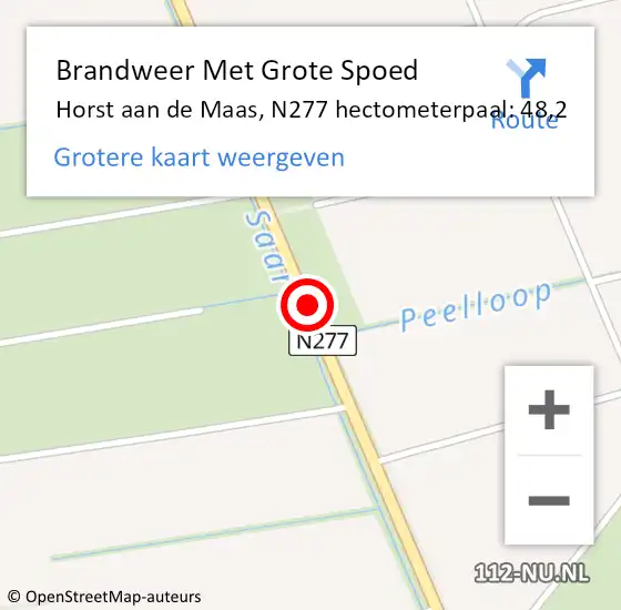 Locatie op kaart van de 112 melding: Brandweer Met Grote Spoed Naar Horst aan de Maas, N277 hectometerpaal: 48,2 op 9 juni 2023 12:45