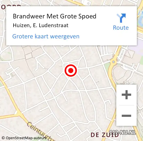 Locatie op kaart van de 112 melding: Brandweer Met Grote Spoed Naar Huizen, E. Ludenstraat op 9 juni 2023 13:10