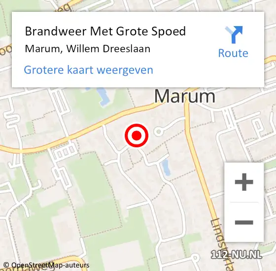 Locatie op kaart van de 112 melding: Brandweer Met Grote Spoed Naar Marum, Willem Dreeslaan op 9 juni 2023 13:21