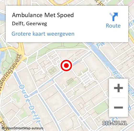 Locatie op kaart van de 112 melding: Ambulance Met Spoed Naar Delft, Geerweg op 9 juni 2023 13:32