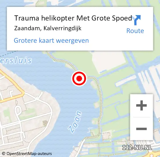 Locatie op kaart van de 112 melding: Trauma helikopter Met Grote Spoed Naar Zaandam, Kalverringdijk op 9 juni 2023 13:36