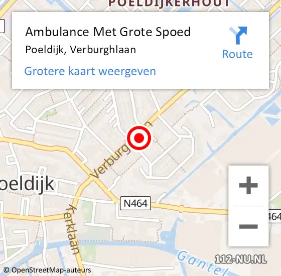 Locatie op kaart van de 112 melding: Ambulance Met Grote Spoed Naar Poeldijk, Verburghlaan op 9 juni 2023 13:37