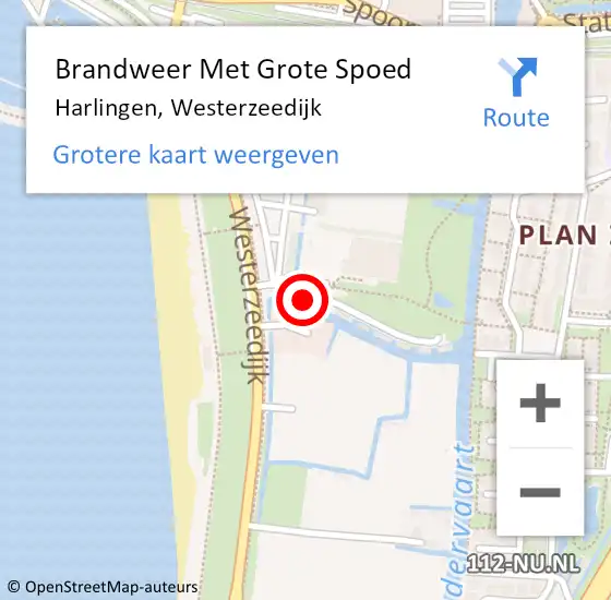 Locatie op kaart van de 112 melding: Brandweer Met Grote Spoed Naar Harlingen, Westerzeedijk op 9 juni 2023 14:09