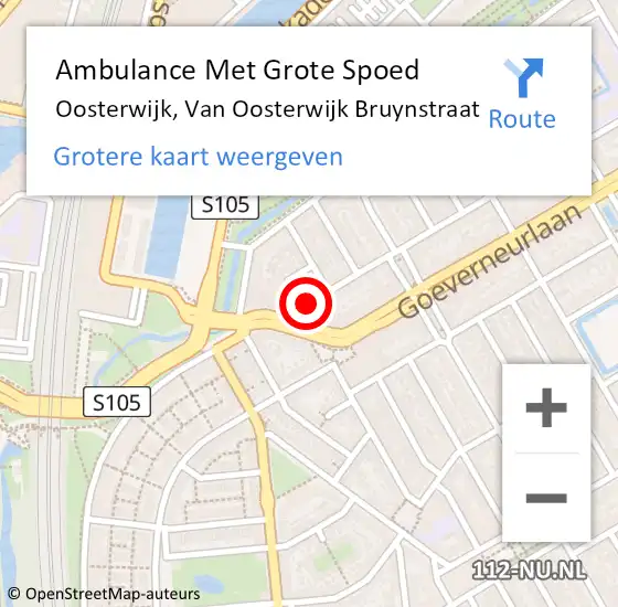 Locatie op kaart van de 112 melding: Ambulance Met Grote Spoed Naar Den Haag, Van Oosterwijk Bruynstraat op 9 juni 2023 14:12