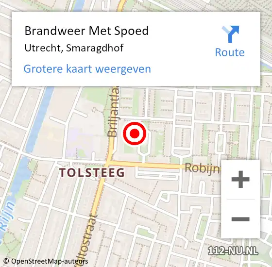 Locatie op kaart van de 112 melding: Brandweer Met Spoed Naar Utrecht, Smaragdhof op 9 juni 2023 14:24