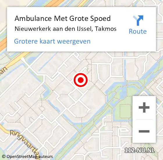 Locatie op kaart van de 112 melding: Ambulance Met Grote Spoed Naar Nieuwerkerk aan den IJssel, Takmos op 9 juni 2023 14:26